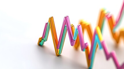 Fototapeta premium Colorful Abstract 3D Line Graph Representing Financial Trends, Genrative AI.