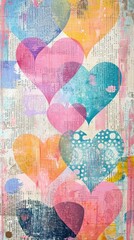 Fototapeta premium Heart vintage wallpaper collage backgrounds creativity.