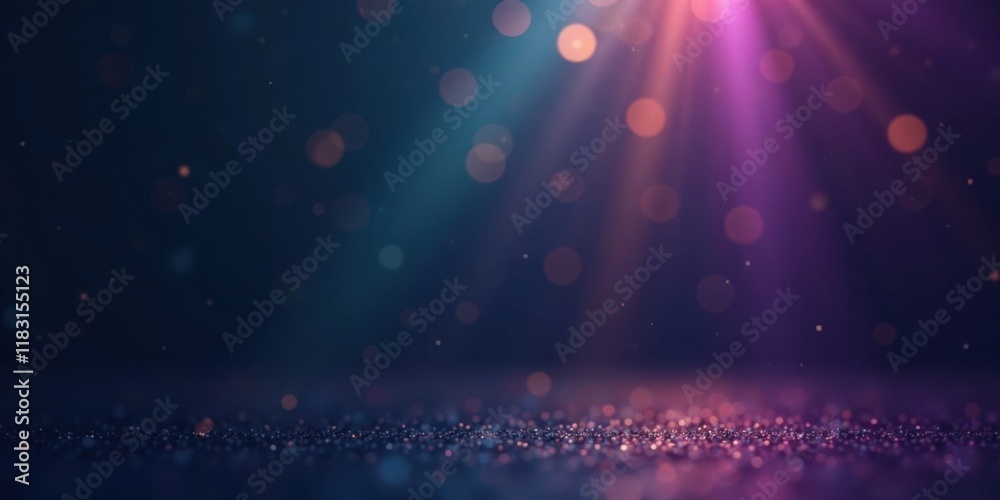Poster abstract sparkling glitter background with purple and teal light rays