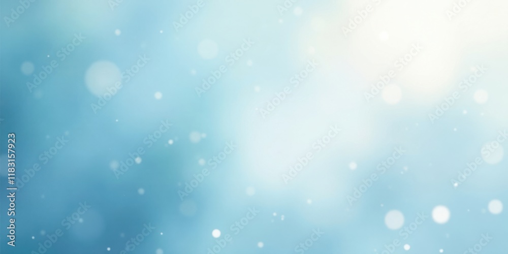 Poster Abstract Light Blue Background with Glowing Particles and Soft Bokeh