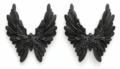 Fototapeta premium Majestic Black Angel Wings: A Pair of 3D Rendered Wings