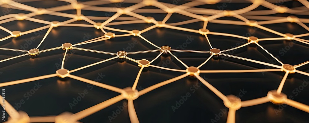 Aufkleber Matrix abstract background idea. Abstract network structure with interconnected nodes on a dark background.