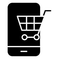 Online shopping icon in glyph style