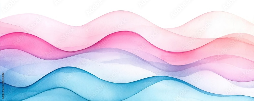 Aufkleber Watercolor abstract background concept. Abstract waves in pink and blue create a soft, flowing visual effect for design projects.