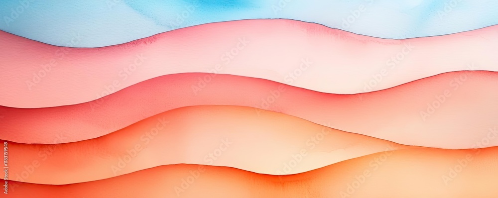 Poster watercolor abstract background concept. abstract design featuring layered waves in soft hues of blue