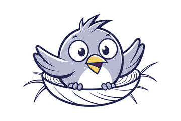A cute cartoon bird with a message flying happily, featuring a colorful beak and wings, symbolizing fun and nature, in a playful vector style