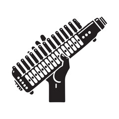 Melodica Silhouette Vector Illustration, Solid White Background.