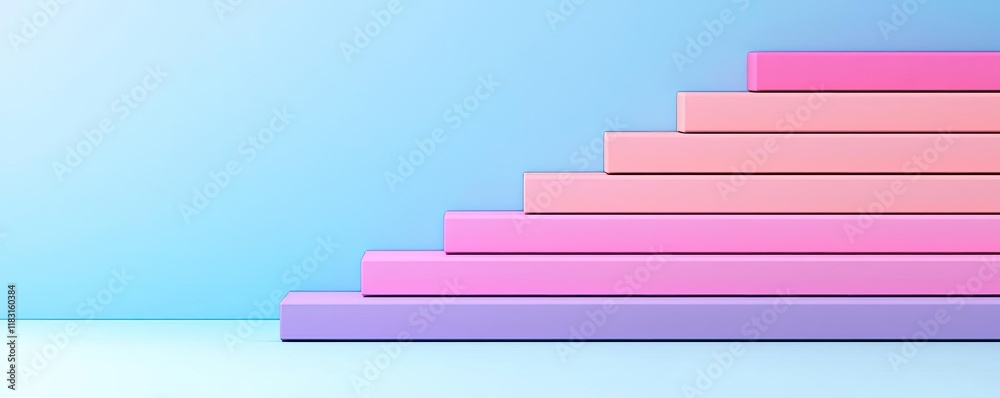 Poster layer abstract background concept. colorful layered blocks in gradient shades of pink against a subt