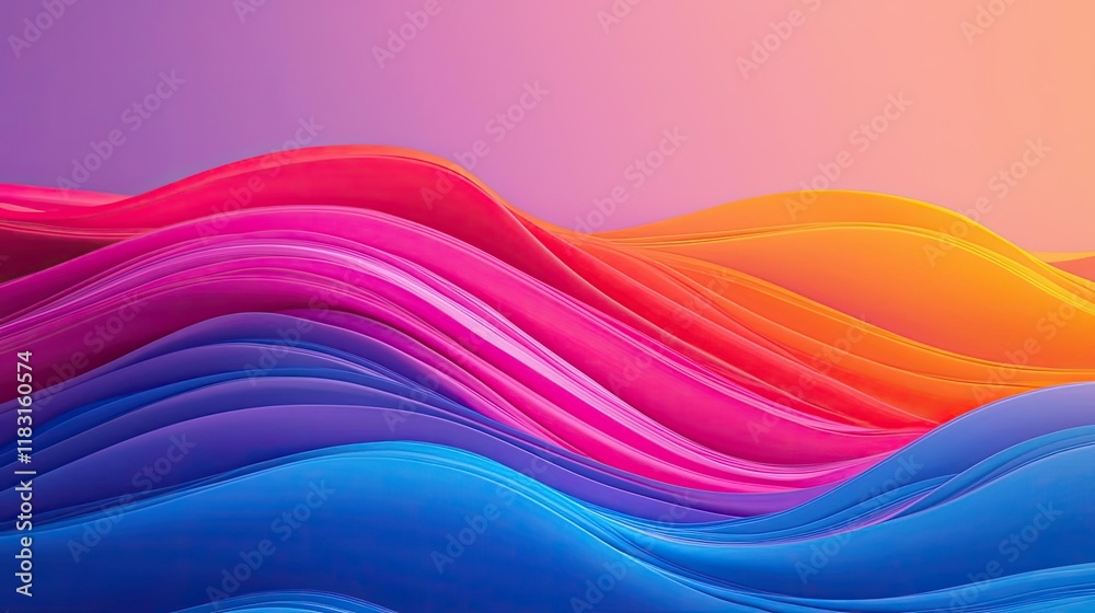 Poster Layer abstract background concept. Vibrant abstract waves in pink and blue create a visually stunning pattern.