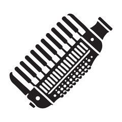 Melodica Silhouette Vector Illustration, Solid White Background.