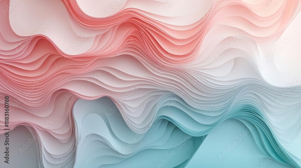 Poster Layer abstract background concept. Colorful abstract waves creating a smooth, flowing design with depth and texture.