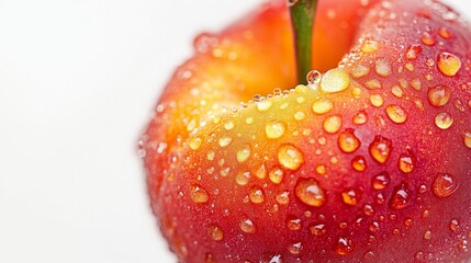 red apple with water drops