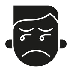 Serious face icon in glyph style