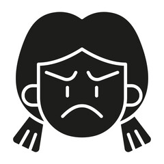Serious face icon in glyph style