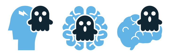 Schizophrenia and Perceptual Distortion Concept Symbolizing Hallucinations, Illusions, and Altered Reality Perception. Psychology Icons Vector for mental health awareness and personal development.