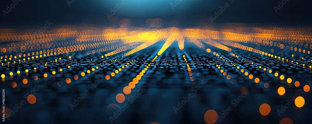 Aufkleber Dots abstract background idea. Abstract representation of technology with illuminated dots and lines in a digital space.