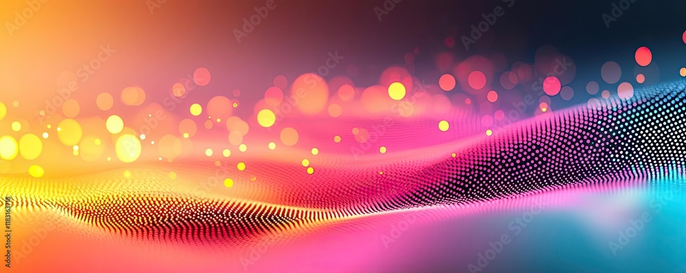 Aufkleber Dots abstract background idea. Abstract vibrant wave background with colorful bokeh lights for creative design.