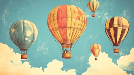 Obraz premium Hot air balloons floating in the sky.