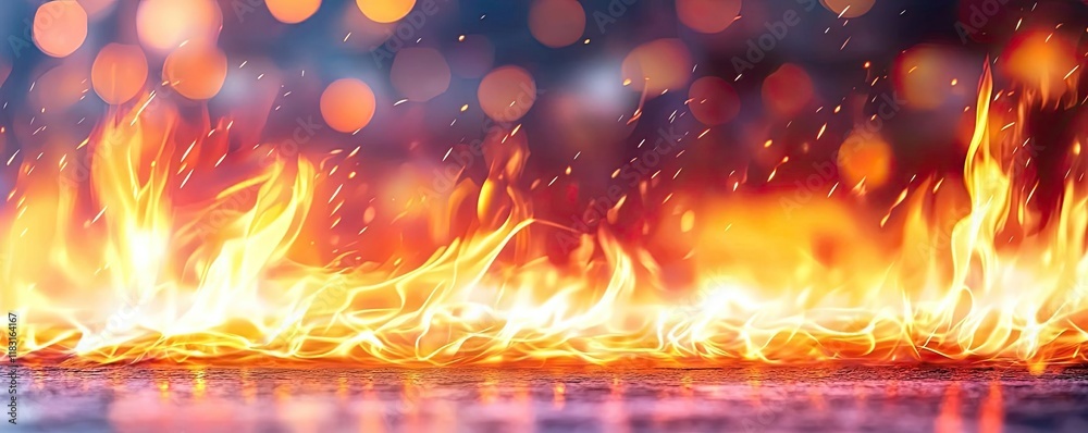 Poster fire abstract background concept. vibrant flames dance against a blurred background, creating an int