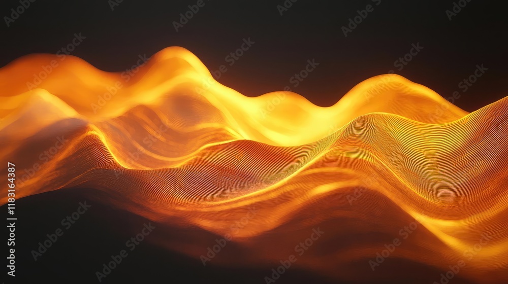Poster Fire abstract background concept. Abstract waves of orange light create a mesmerizing visual flow and depth.