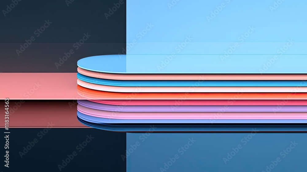 Poster Layer abstract background concept. Abstract layers of color creating a modern and sleek design with reflections.