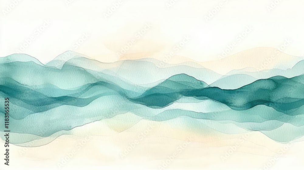 Poster watercolor abstract background concept. abstract watercolor waves in soft colors, perfect for backgr