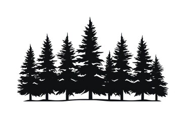Fototapeta premium Pine tree silhouette clip art chandelier stencil plant.