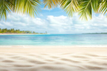 beach landscape with palm leaves