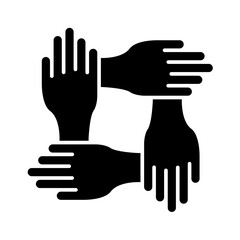 Obraz premium 4 Hands holding icon in glyph style
