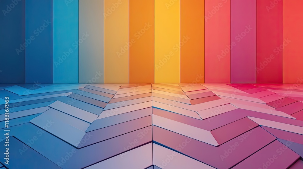 Poster Floor abstract background concept. Vivid color gradient with geometric patterns creating a modern abstract background.