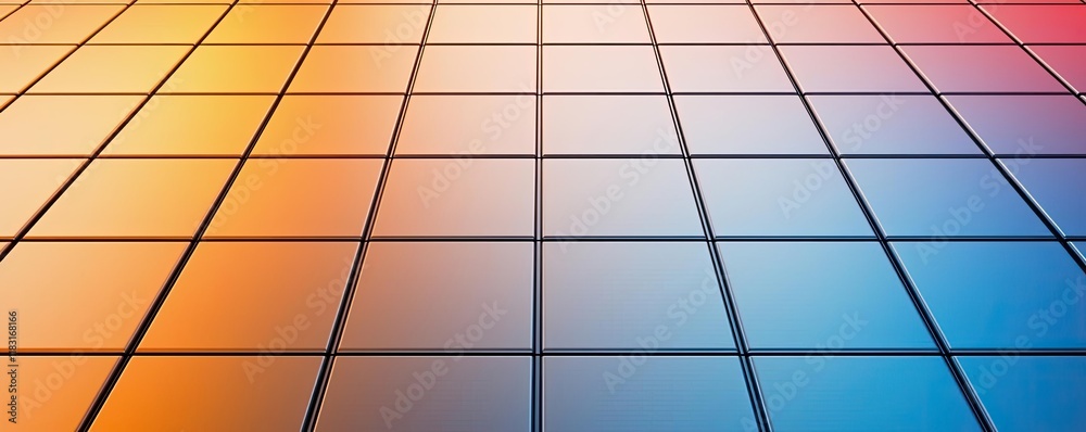 Poster floor abstract background concept. a vibrant gradient tile design showcasing orange and blue square 