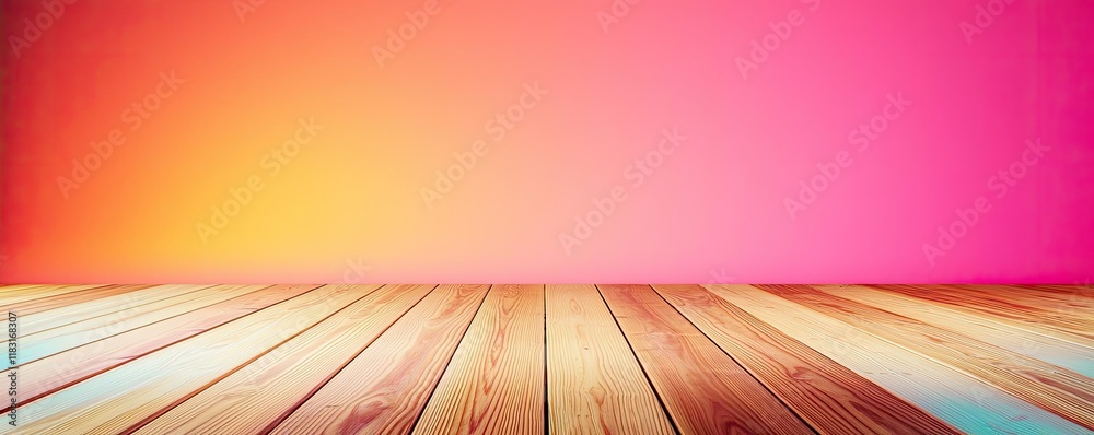 Poster floor abstract background concept. vibrant gradient background with wooden floor, perfect for creati
