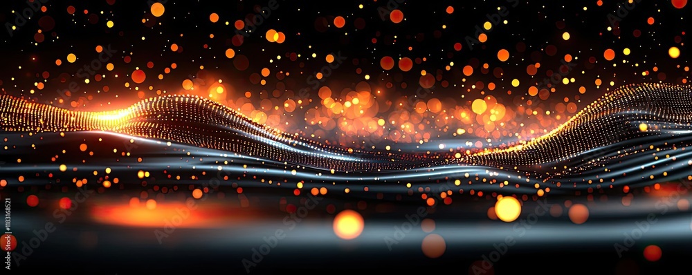 Aufkleber Dots abstract background idea. Abstract representation of glowing waves with sparkles and light effects.