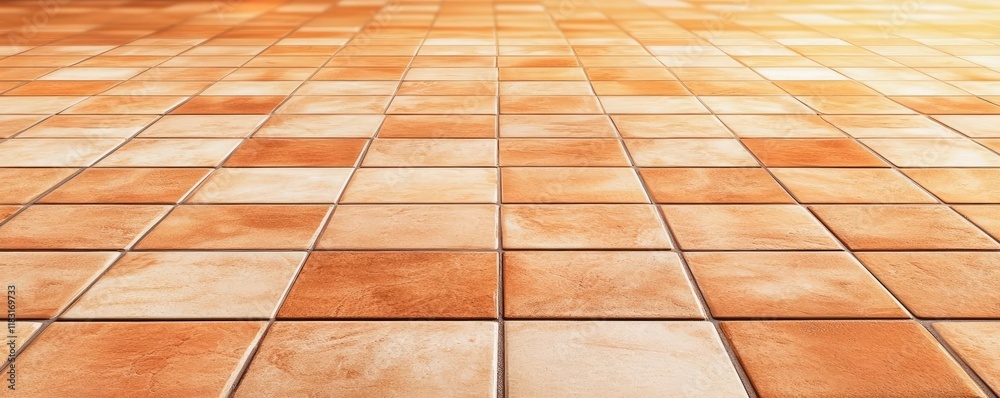 Aufkleber Floor abstract background concept. A detailed view of tiled floor showcasing warm colors and textured patterns.