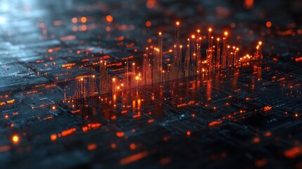 Futuristic Cityscape Illuminated Digital Technology.