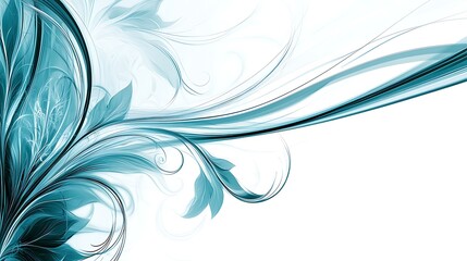 Fototapeta premium Abstract Teal Floral Design On White Background