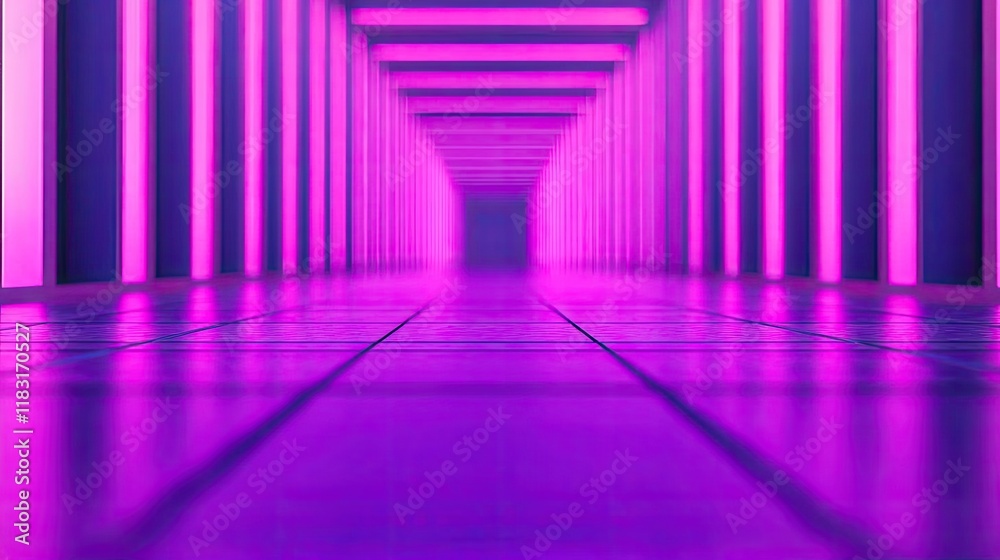 Poster floor abstract background concept. a futuristic corridor illuminated by vibrant pink lights, enhanci