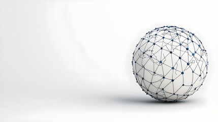 Abstract 3D Sphere with Network Connections and Blue Nodes