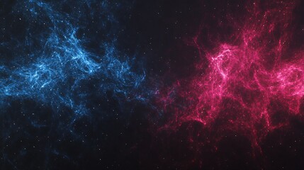 Naklejka premium Abstract Cosmic Nebula Divided Blue Red
