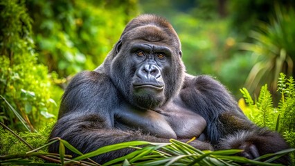 Fototapeta premium Majestic Silverback Gorilla Resting: Powerful Documentary Photography