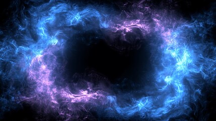 Abstract swirling blue and purple energy cosmic frame