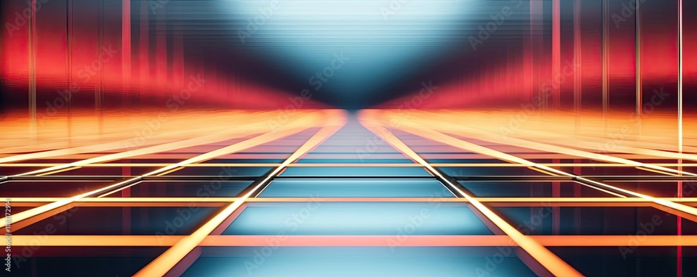 Poster Floor abstract background concept. Futuristic digital landscape with glowing lines and vibrant colors for tech themes.
