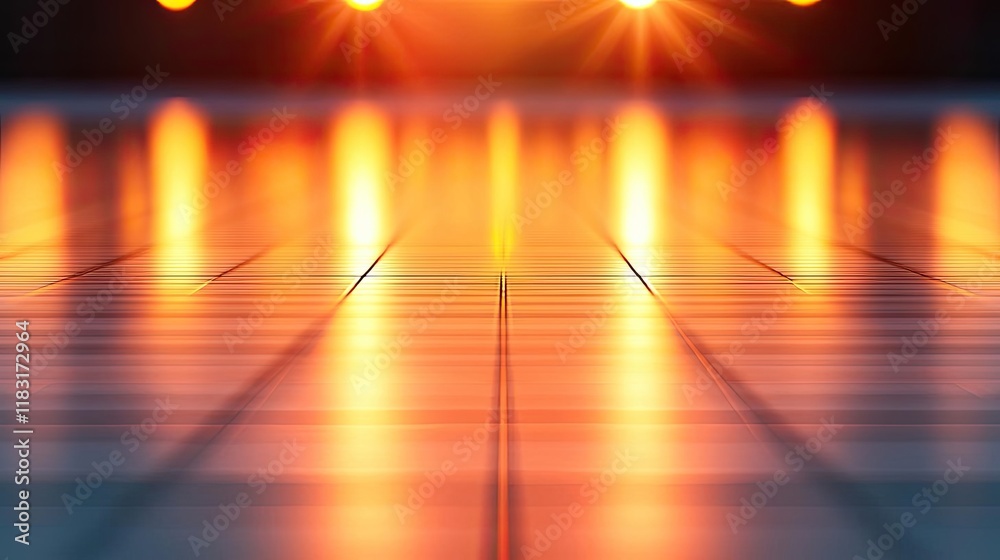 Poster Floor abstract background concept. Abstract illuminated background with glowing reflections on a smooth floor surface.