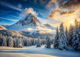 Majestic Snowy Mountain Peak Landscape: Winter Wonderland Game Background & Wallpaper