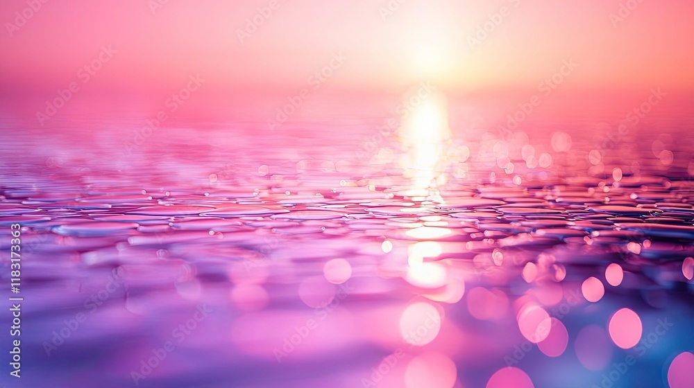 Aufkleber Floor abstract background concept. Calm and serene water surface reflecting colorful twilight hues in a tranquil atmosphere.