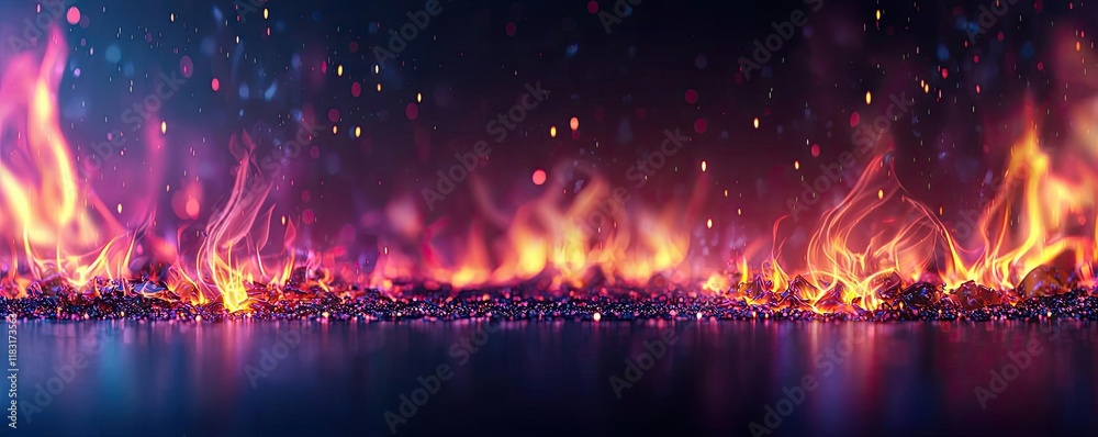Aufkleber fire abstract background concept. vibrant flames dance against a dark background, creating an intens