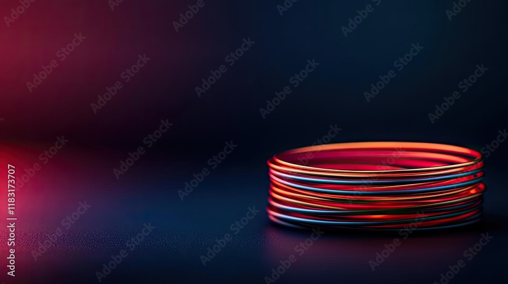 Poster fire abstract background concept. vibrant neon light coils against a dark background, creating a mod