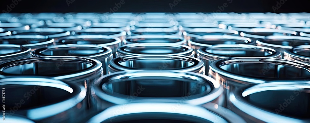 Poster Floor abstract background concept. Close-up view of metallic cylinders arranged in a grid, highlighting texture and pattern.