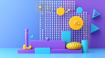 Naklejka premium Abstract Geometric Shapes Colorful Modern Design