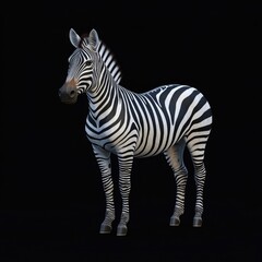 Fototapeta premium A zebra isolated standing on a dark background
